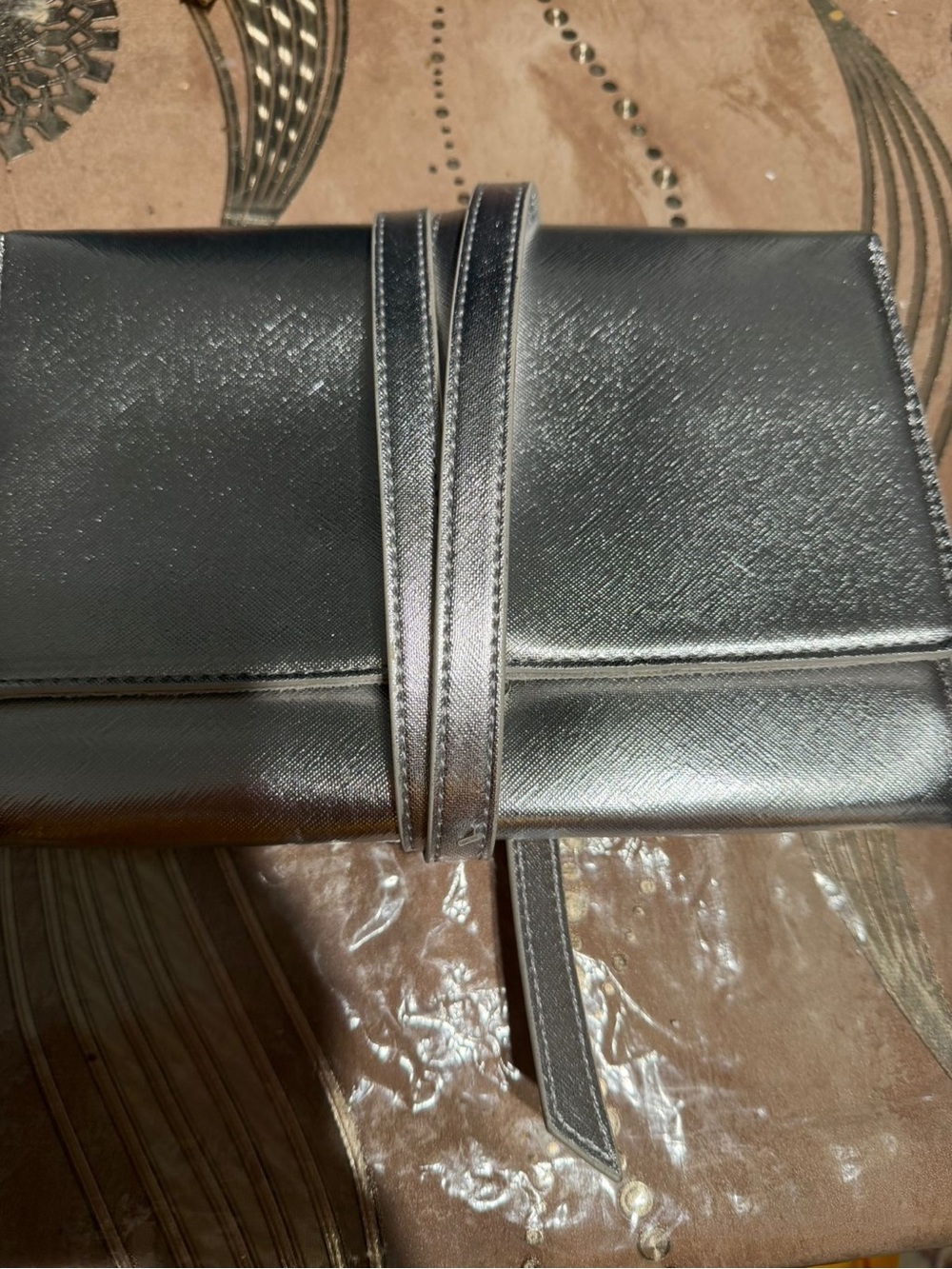 Sleek Metallic Black Crossbody Clutch